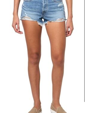 LEVIS 501 Original Light Blue Distressed Denim Cutoff Shorts 26